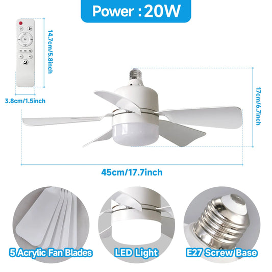 Ceiling Fan Light E27 Remote Bedroom Kitchen - Tanzania Store