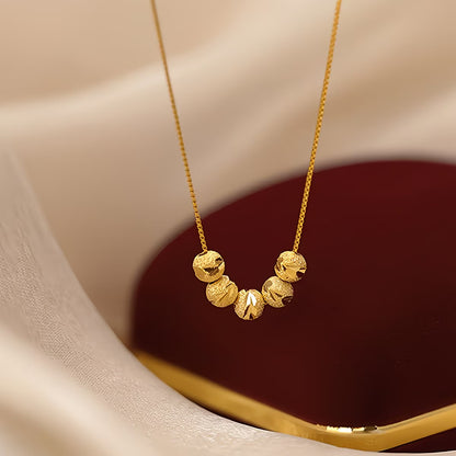 Titanium Steel Gold Bead Necklace - Non-Fading Lucky Clavicle Chain for Women