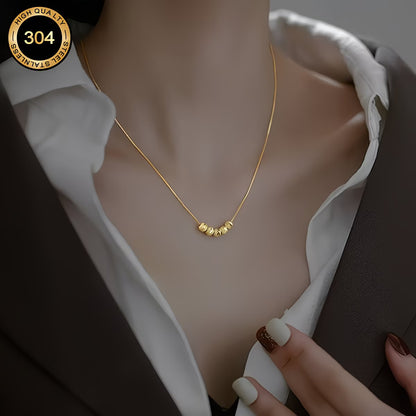 Titanium Steel Gold Bead Necklace - Non-Fading Lucky Clavicle Chain for Women