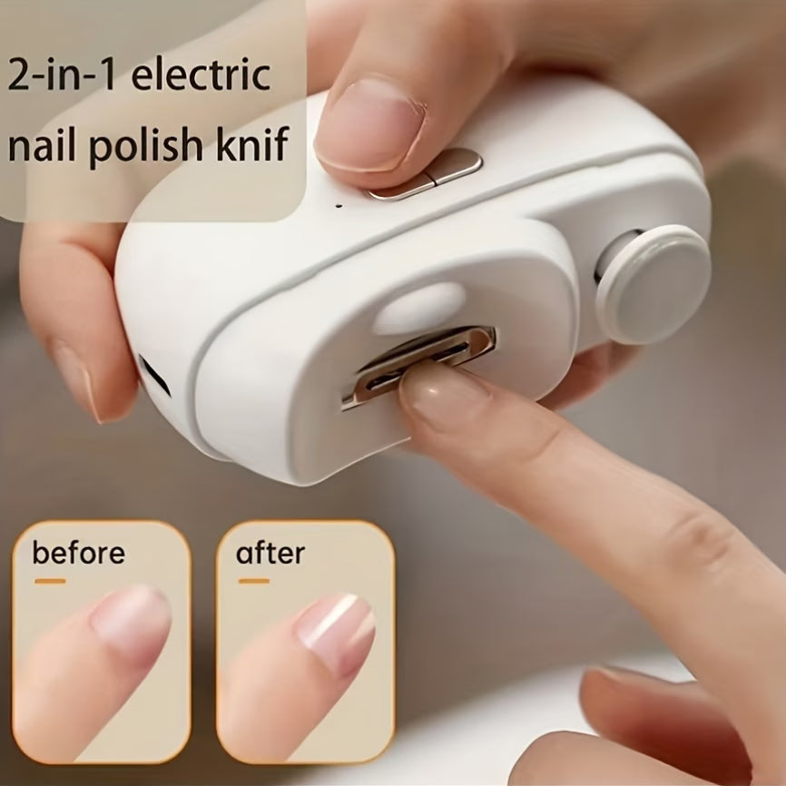 Electric Nail Clipper - 2-in-1 Trimmer & Polisher with LED & USB Charging