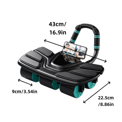 Smart 4-Wheel Ab Roller - Auto Rebound Elbow Support for Core Training