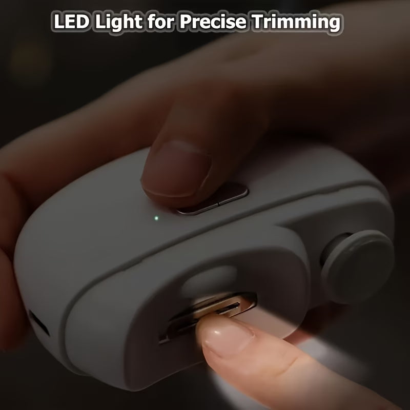Electric Nail Clipper - 2-in-1 Trimmer & Polisher with LED & USB Charging