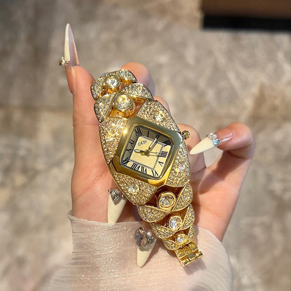 Luxury Diamond Bangle Watch - Vintage Quartz Bracelet