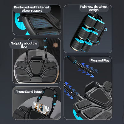 Smart 4-Wheel Ab Roller - Auto Rebound Elbow Support for Core Training