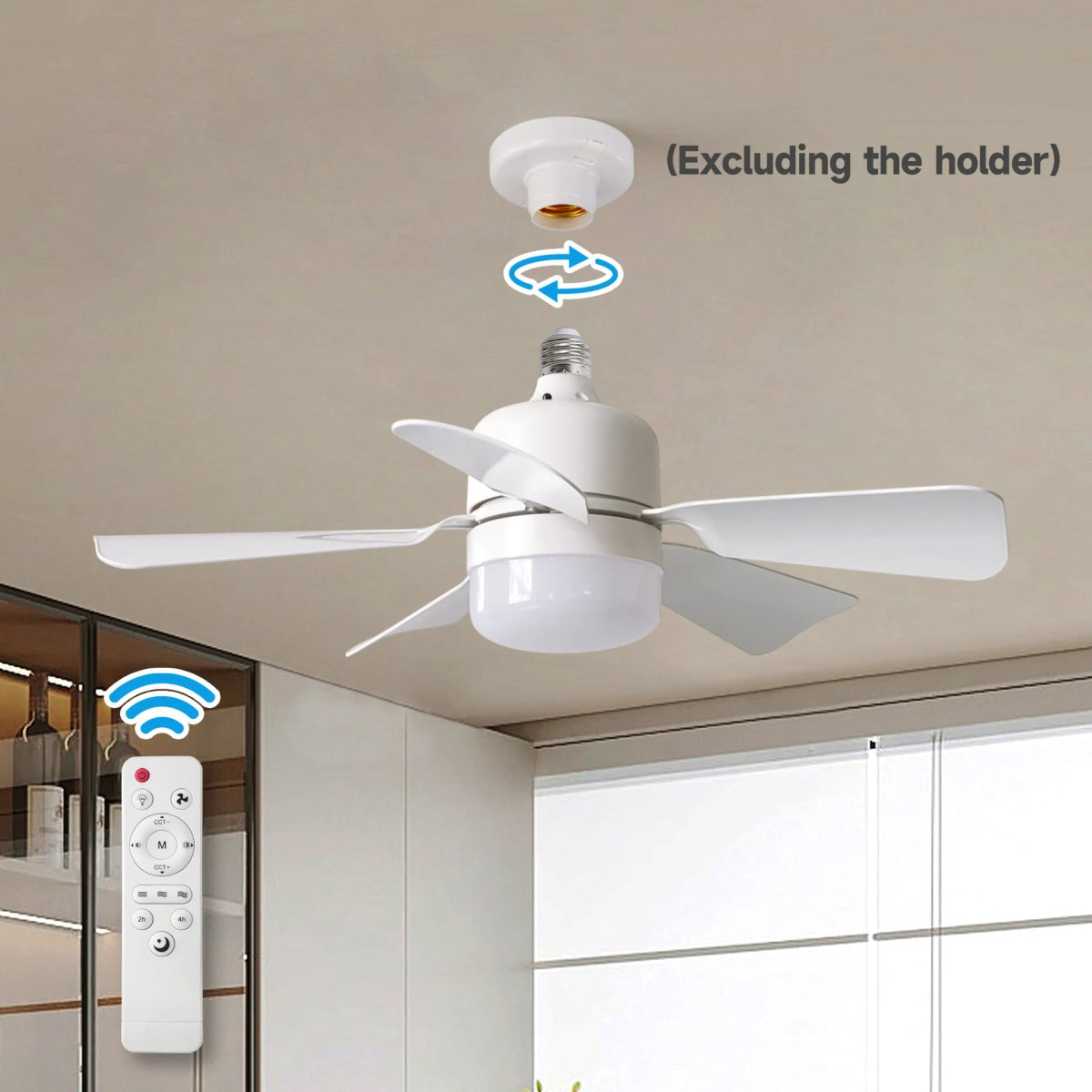 Ceiling Fan Light E27 Remote Bedroom Kitchen - Tanzania Store