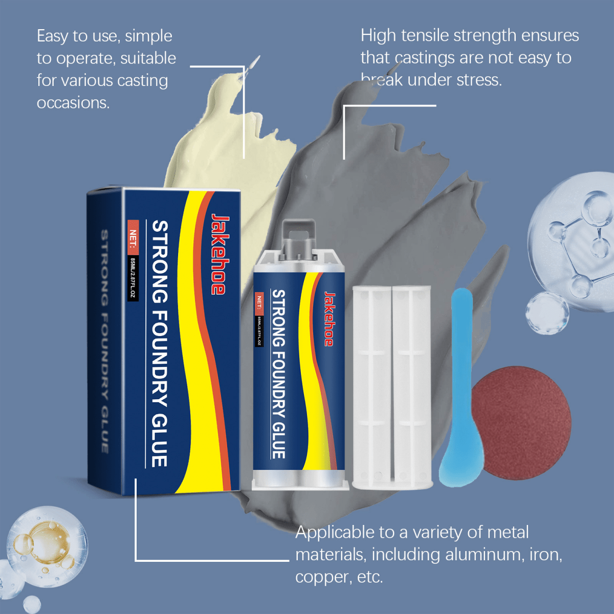 Metal Casting AB Epoxy Adhesive – Waterproof Repair Glue for Steel, Copper, Aluminum & Household Metal Sealing