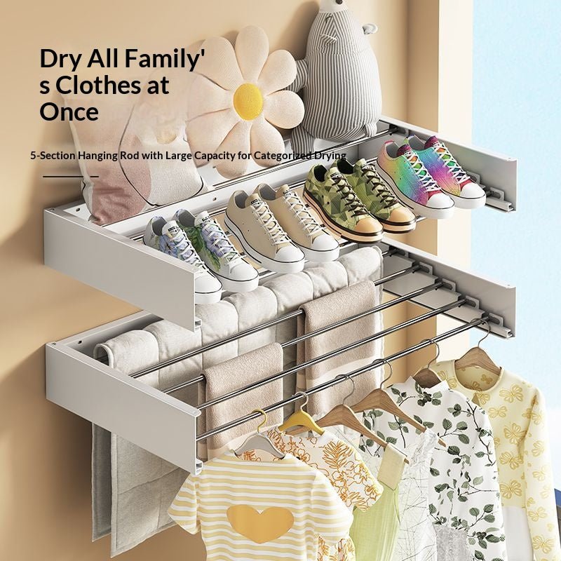Retractable Foldable Drying Rack - Balcony Clothes Airer & Bathroom Towel Holder - Tanzania Store