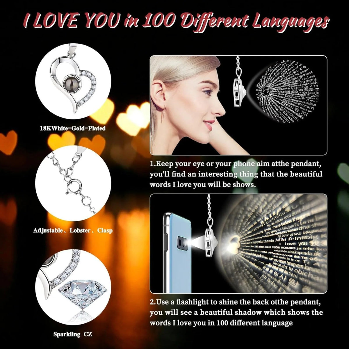 Rose gift box necklace set, containing preserved flowers - a romantic gift suitable for Valentine's Day, Mother's Day