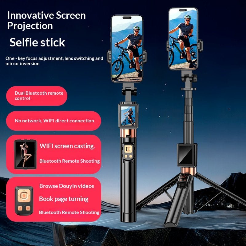 WiFi Screen Casting Selfie Stick - Dual Bluetooth Remote - Tanzania Store