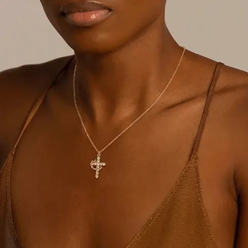 Women's Luxury Rotatable Crown Cross Necklace - Zirconia Pendant Clavicle Chain Gift for Birthdays, Anniversaries