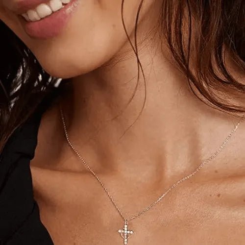 Women's Luxury Rotatable Crown Cross Necklace - Zirconia Pendant Clavicle Chain Gift for Birthdays, Anniversaries