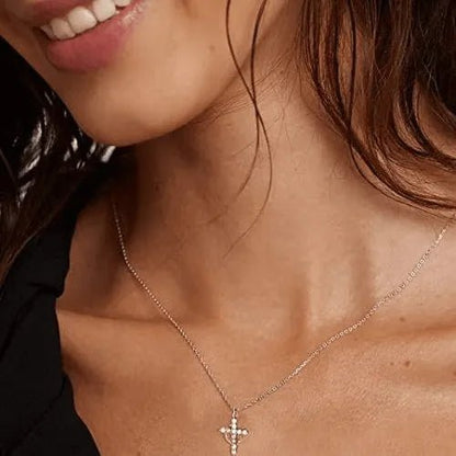 Women's Luxury Rotatable Crown Cross Necklace - Zirconia Pendant Clavicle Chain Gift for Birthdays, Anniversaries